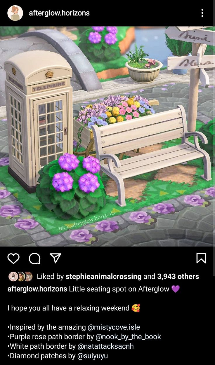 an animated image of a park bench and flowers