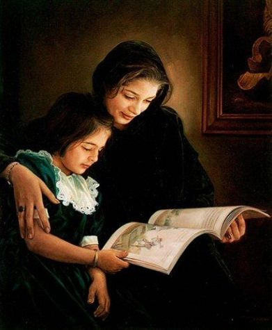 an image of a woman reading to a child