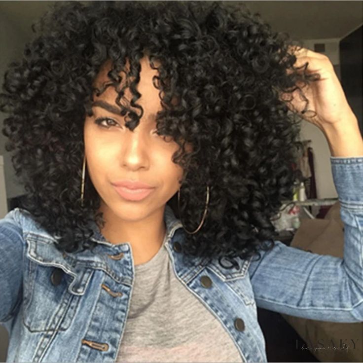 Lasaky - Curly Brown Blonde Wigs with Bangs, Shoulder Length, Real-Looking Hair Pelo Afro, Hair With Bangs, Fashion 2016, Beautiful Curls, Hairstyle Gallery, Remy Human Hair Extensions, Natural Hair Inspiration, Hairstyles Curly, Scene Hair