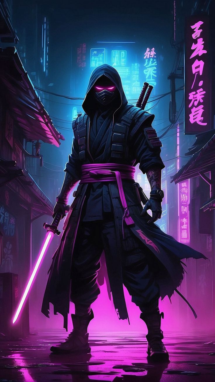 Ninja Illustration, Japanese Art Samurai, Plush Jacket, Digital Art Gallery, Cyberpunk Aesthetic, Marketing Advertising, Alien Concept Art, Cool Wallpapers For Phones, Free Iphone Wallpaper