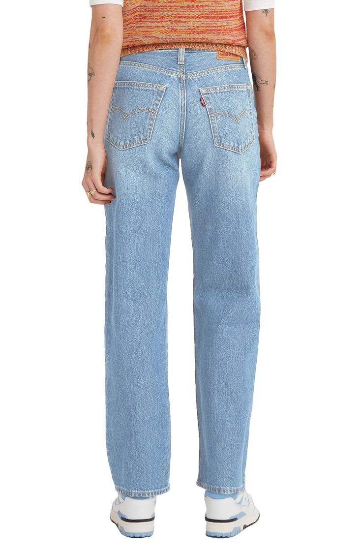 Serve up major '90s vibes every time you slip into these wide-leg, nonstretch jeans with a laid-back baggy fit. 16 1/2" leg opening; 10 3/4" front rise; 16 1/4" back rise (size 26) Zip fly with button closure Five-pocket style 100% cotton Machine wash, tumble dry Imported Model stats: 5'10" height, 32" bust, 25" waist, 36" hip. Model is wearing size 26. 90s Style Relaxed Fit Wide Leg Jeans, 90s Relaxed Fit Wide Leg Jeans, 90s Wide Leg Relaxed Fit Jeans, Casual Full-length Rigid Denim Flare Jeans, Trendy Relaxed Fit Straight Flare Jeans, Casual Flare Jeans With Loosely Fitted Hips, Retro Wide Leg Jeans For Everyday, 90s Relaxed Fit Bottoms With Five Pockets, Retro Bottoms With Relaxed Fit And Straight Hem