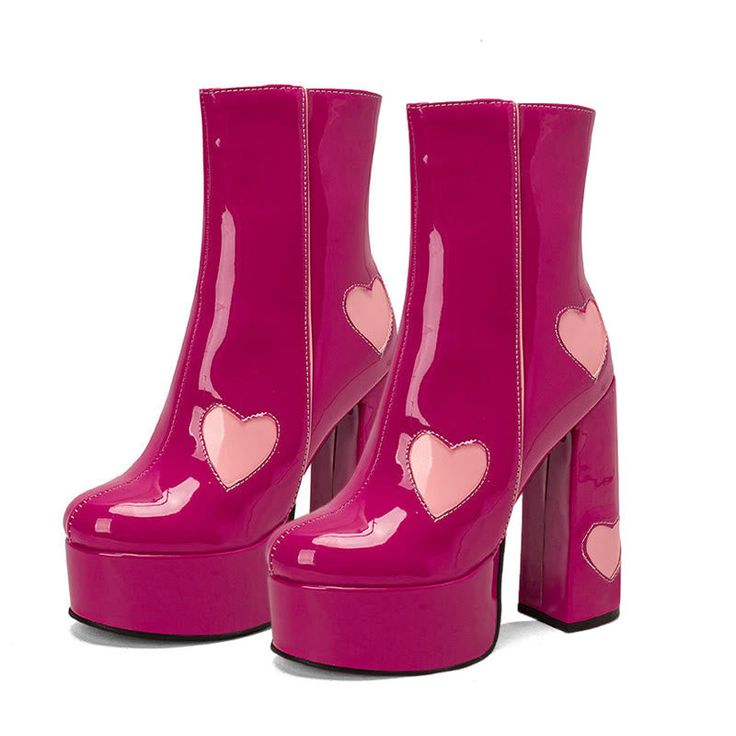 Chic Heart Print Slip-On Platform Boots Elevate your look with these elegant Chic Heart Print Slip-On Platform Boots. Slip them on effortlessly and make a statement with the chic heart print design. The platform adds a touch of glamour and provides support while you walk. Perfect for adding a stylish touch to any outfit. Platform Cowgirl Boots, Clothes Png Shoes, Lovecore Fashion, Heart Boots, Heart Outfit, Y2k Boots, Dark Academia Clothing, Anime Lingerie, Aesthetic Dark Academia