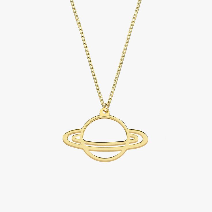 Saturn Necklace| 14K Solid Gold - Mionza Jewelry-14K Gold Necklace, delicate necklace, everyday necklace, gold planet necklace, gold saturn necklace, Minimalist celestial, minimalist necklace, Planet And Star, planet necklace, saturn necklace, Saturn Pendant, Science Jewelry, solid gold necklace, space necklace Saturn Necklace, Planet Necklace, Magical Gift, Ring Chain, Solid Gold Necklace, The Cosmos, Style Minimalist, Chain Ring, Necklace Length