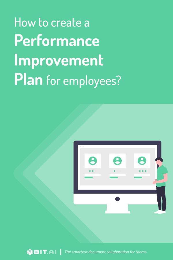 a man standing in front of a computer screen with the words how to create a performance improvement plan for employees?