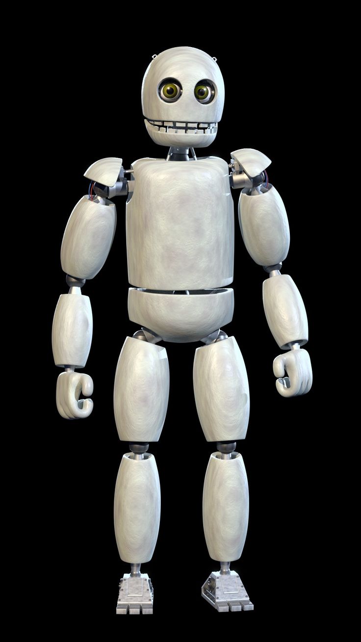 a white robot is standing in front of a black background