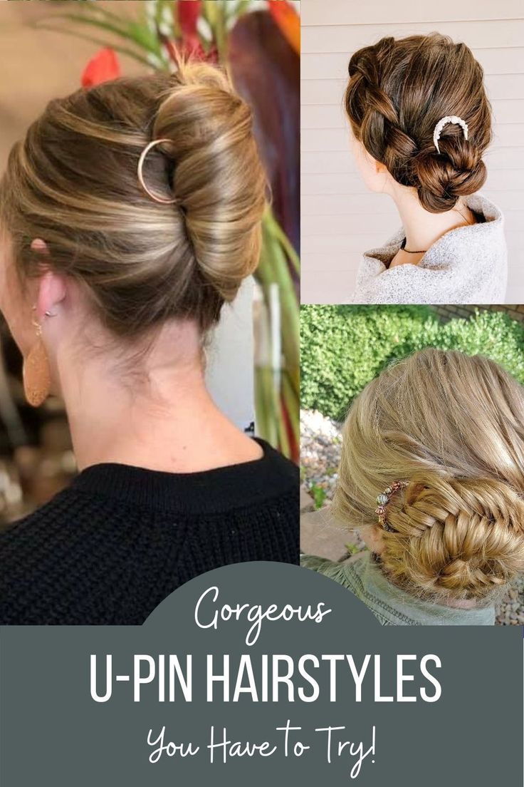 You will love these hair pin hairstyles! U-pins, also called French pins, are large, u-shaped hair pins that hold a ton of hair securely and comfortably. Click to check them all out, learn how to use hair pins, and how to get a decorative hair pin of your own so you can do your own gorgeous U-pin hairstyle! Hair Pins For Thick Hair, U Shape Hair Pins Hairstyles, How To Use U Pins Hair, Hair Pin Styling, How To Use A Chignon Pin, U Shaped Hair Pin Hairstyles, French Pin Hairstyles Tutorial, Hair Pin Updo, French Hair Pins Hairstyles