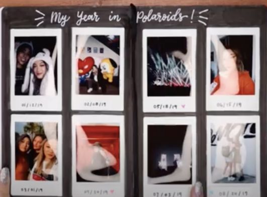 several polaroid pictures are hanging on a wall with the words, my year in puerto written above them