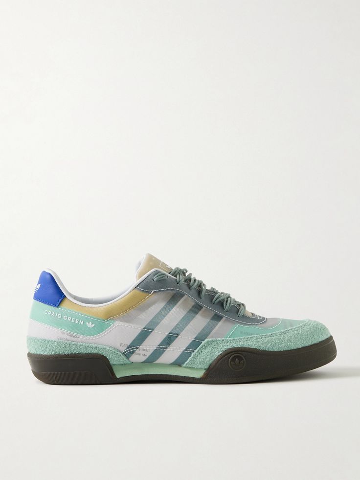 adidas Originals' 'Squash Polta AKH' sneakers have been designed in collaboration with British designer Craig Green. Made from printed mesh, they're accented with the brand's signature three stripes and trimmed with colorful suede and leather. Samba Sneakers, 2023 Wishlist, Craig Green, Sneaker Lovers, Flat Dress Shoes, Gucci Eyewear, Adidas Originals Women, Mesh Sneakers, Adidas Samba Sneakers