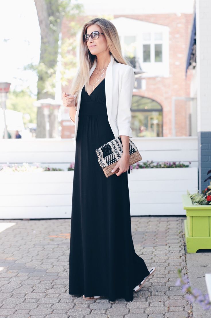 How to Wear a Little Black Maxi 3 Ways | Maxi Dress for Work | Maxi Dress With Blazer Black Casual Maxi Dress, Blazer Over Maxi Dress, What To Wear Over Maxi Dress, Black Maxi Dress With Blazer, Maxi Dress Coverup Ideas, What To Wear With Maxi Dress, Blazer Maxi Dress, How To Style A Black Maxi Dress, How To Style Black Maxi Dress