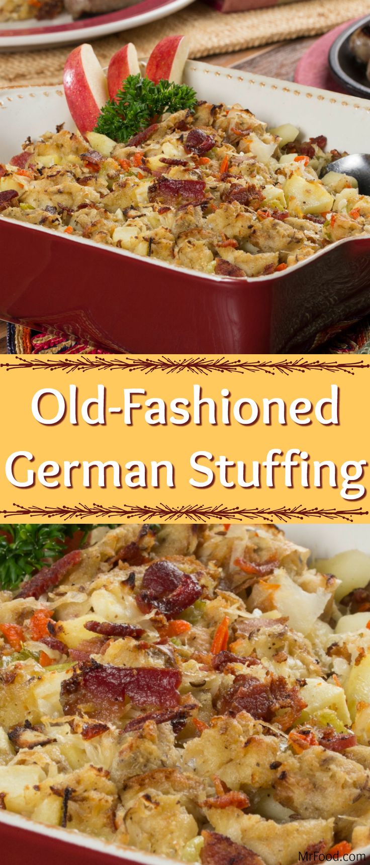 old - fashioned german stuffing in a casserole dish