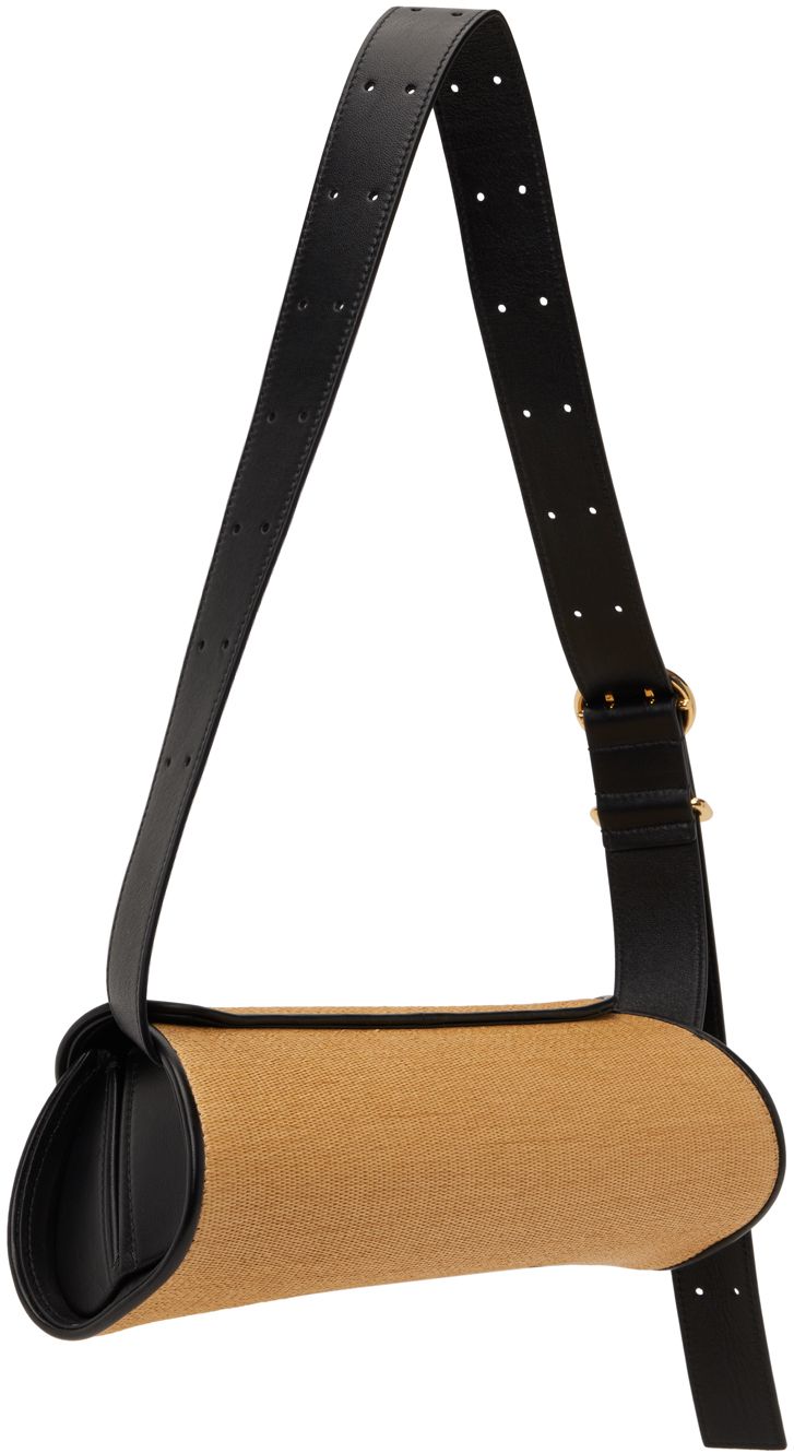 Woven nylon-blend faux-raffia shoulder bag in beige. · Buffed leather trim throughout · Adjustable pin-buckle shoulder strap · Logo hardware at face · Magnetic press-stud flap · Card slot at interior · Nappa sheepskin lining · Gold-tone hardware · H4 x W11 x D4 Supplier color: Natural Luxury Leather Trim Saddle Shoulder Bag, Luxury Saddle Shoulder Bag With Leather Trim, Designer Flap Shoulder Bag With Leather Trim, Formal Saddle Bag With Leather Trim, Formal Saddle Shoulder Bag With Leather Trim, Formal Leather Trim Saddle Shoulder Bag, Beige Flap Shoulder Bag With Leather Trim, Beige Leather Trim Flap Shoulder Bag, Designer Leather Trim Shoulder Satchel