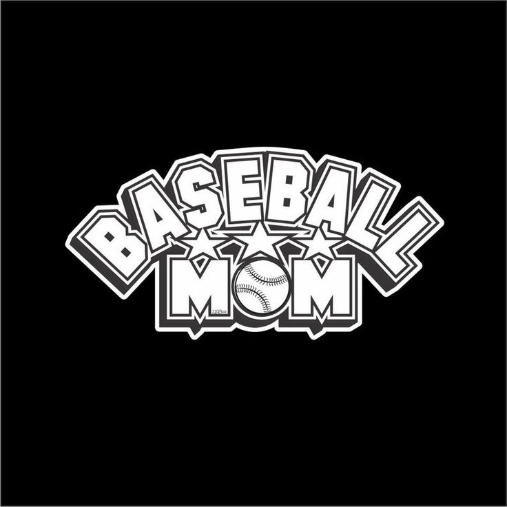 the baseball mom logo is shown on a black background with white letters and an image of a ball