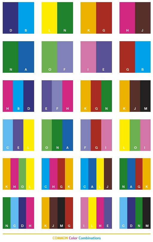 the color scheme for different colors