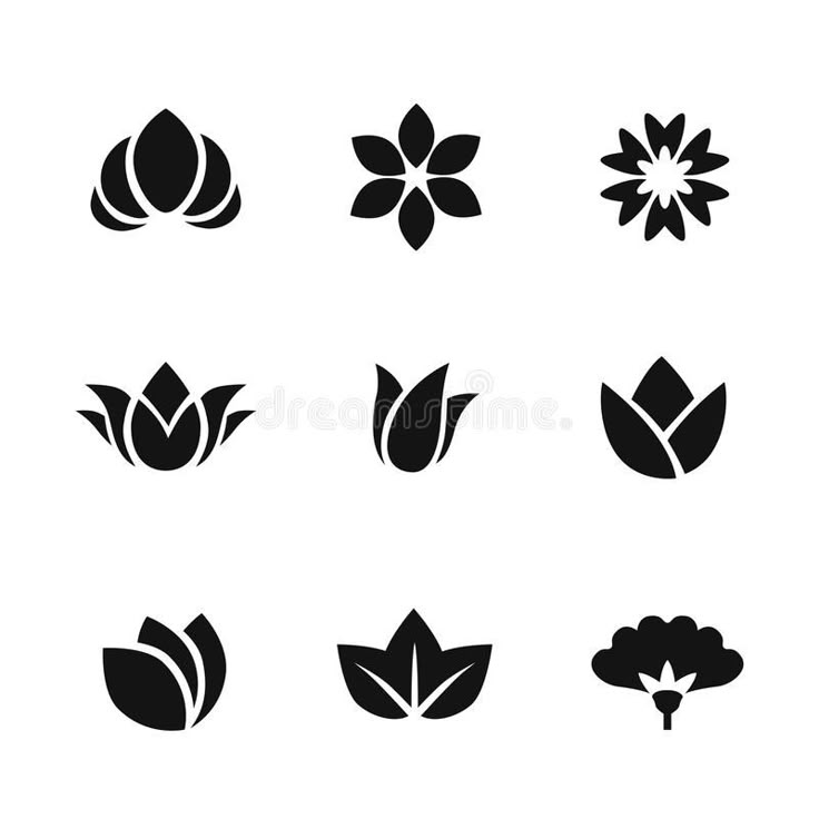 black and white flower icons royalty illustration