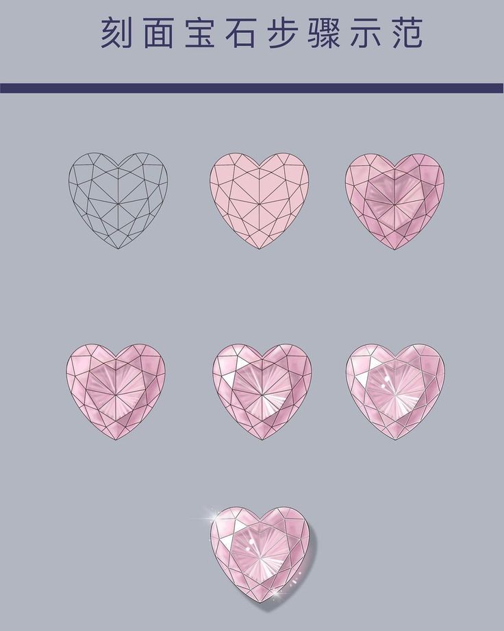 six different shapes of hearts with chinese writing on the front and back side, all in pink