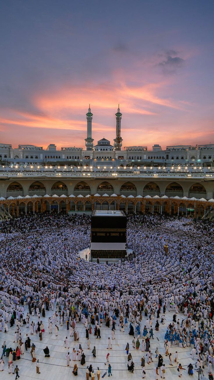 an aerial view of the kabab in the grand mosque, with many people around it