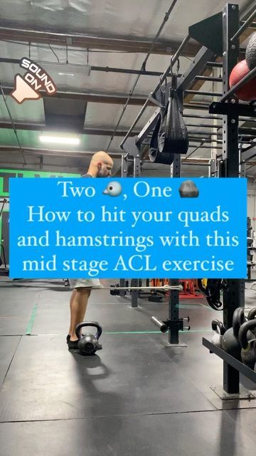 a man riding a skateboard next to a sign that says two, one how to hit your quads and hamstrings with this mid - stage acl exercise