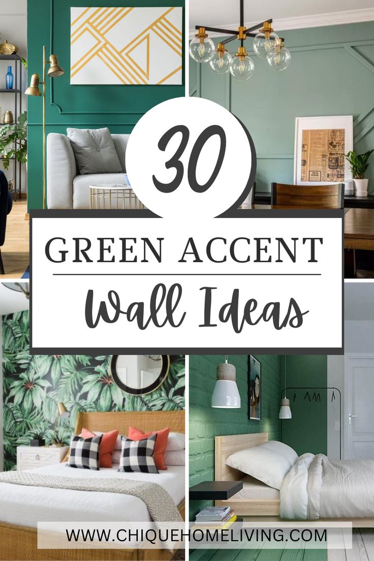 green accent wall ideas with text overlay