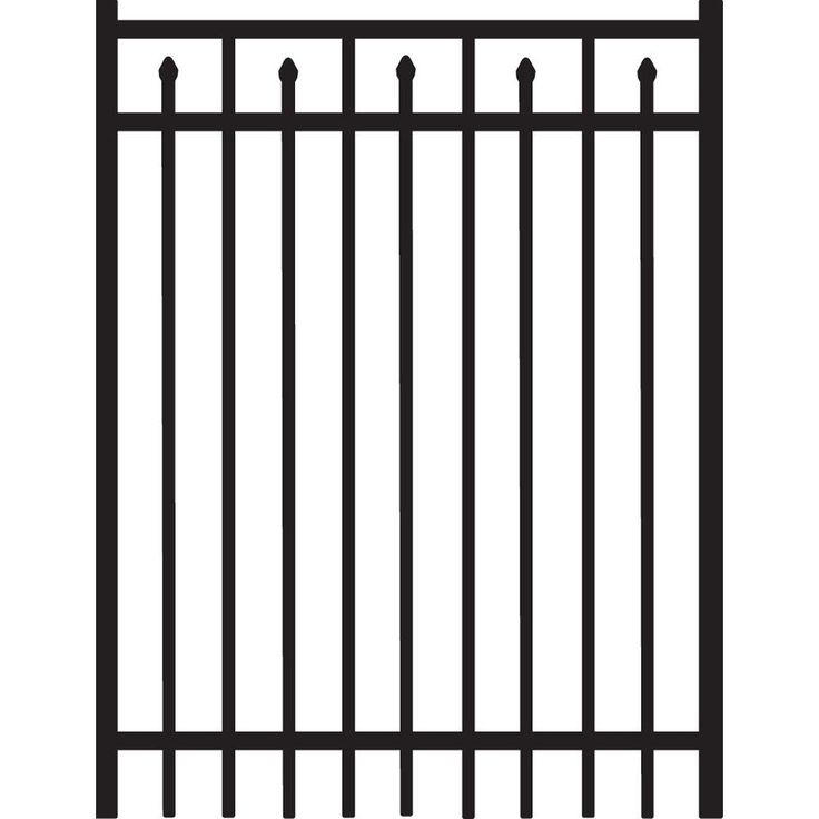 an iron gate with four bars on the top and bottom, which are black in color