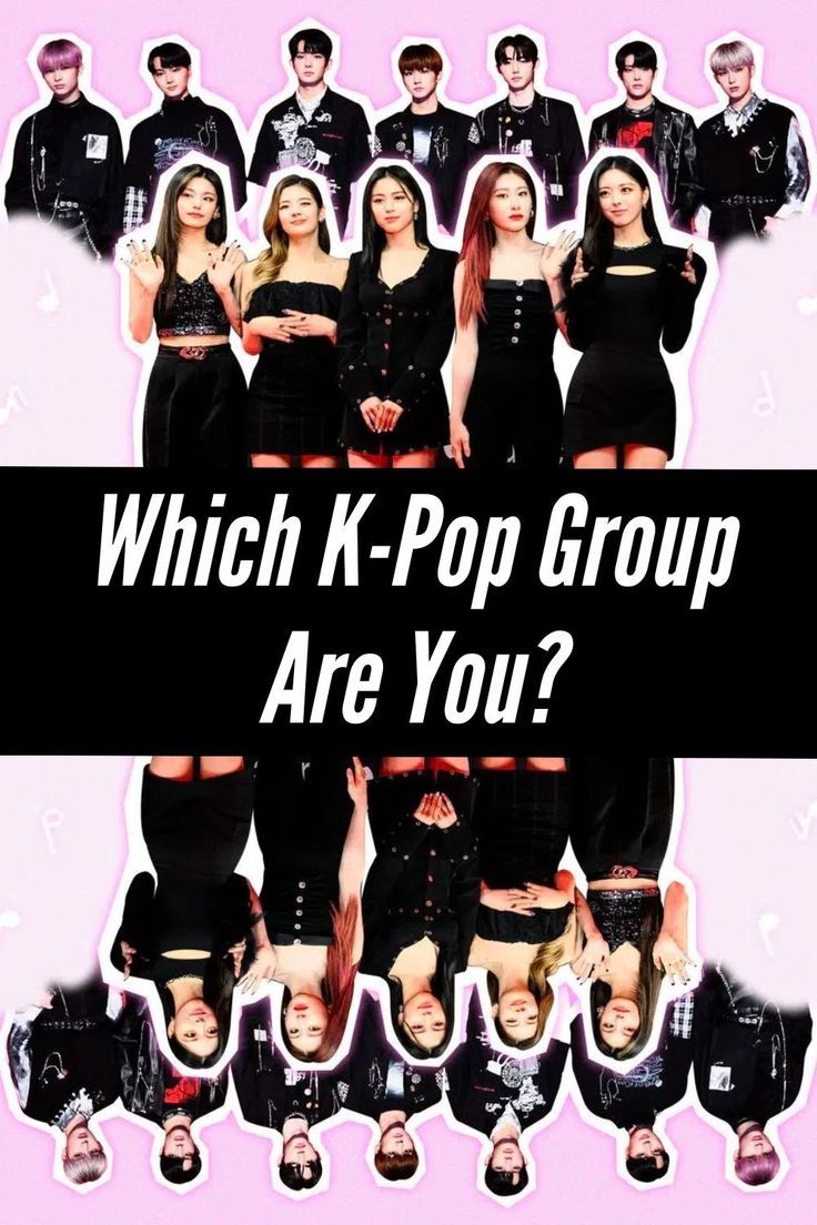 a group of people standing next to each other with the words which k - pop group are you?