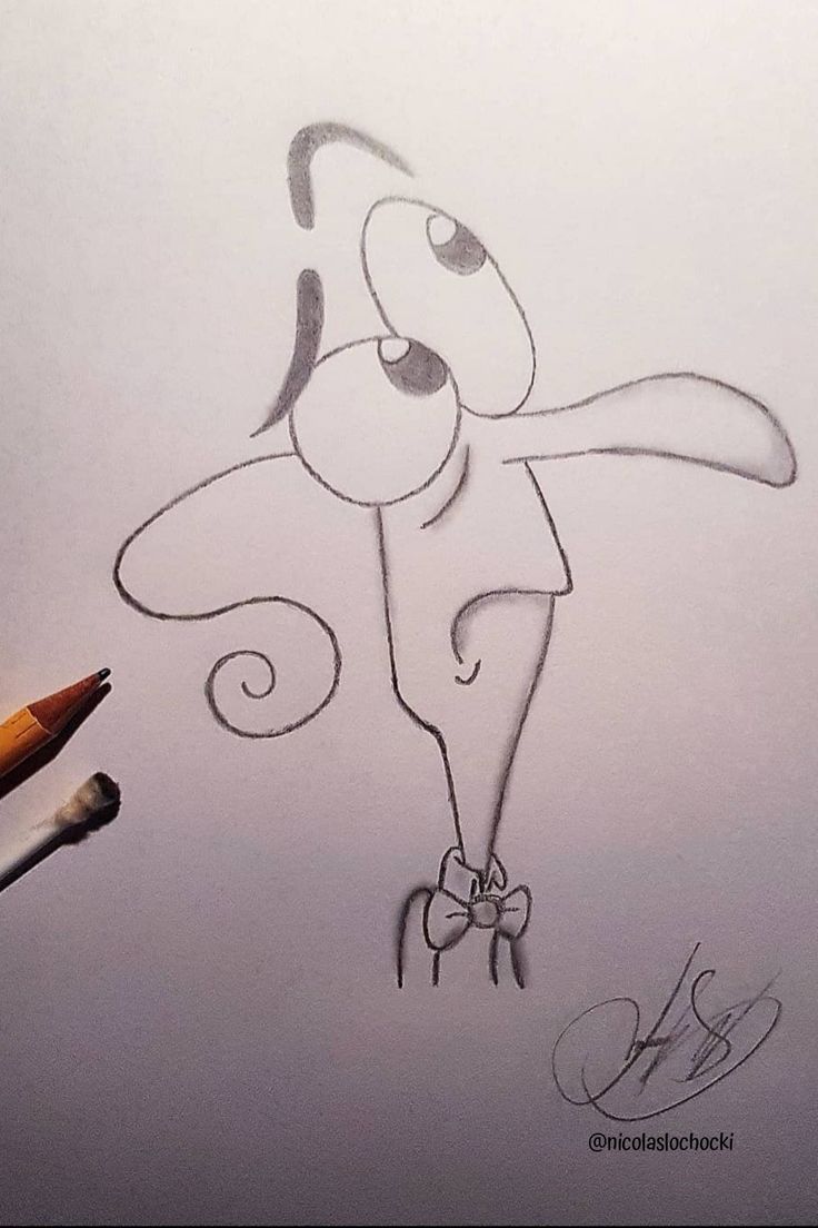 a pencil drawing of a cartoon character