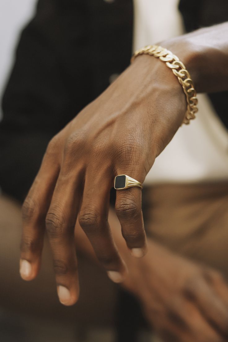 Onyx Signet Ring, Mens Pinky Ring, Gold Pinky Ring, Lucy Williams, Mens Rings Fashion, Signet Ring Men, Spinel Gemstone, Gold And Silver Rings, Enamel Ring