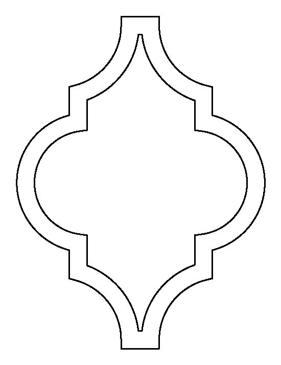 the outline of an ornamental design in black and white, with a circular shape at the center