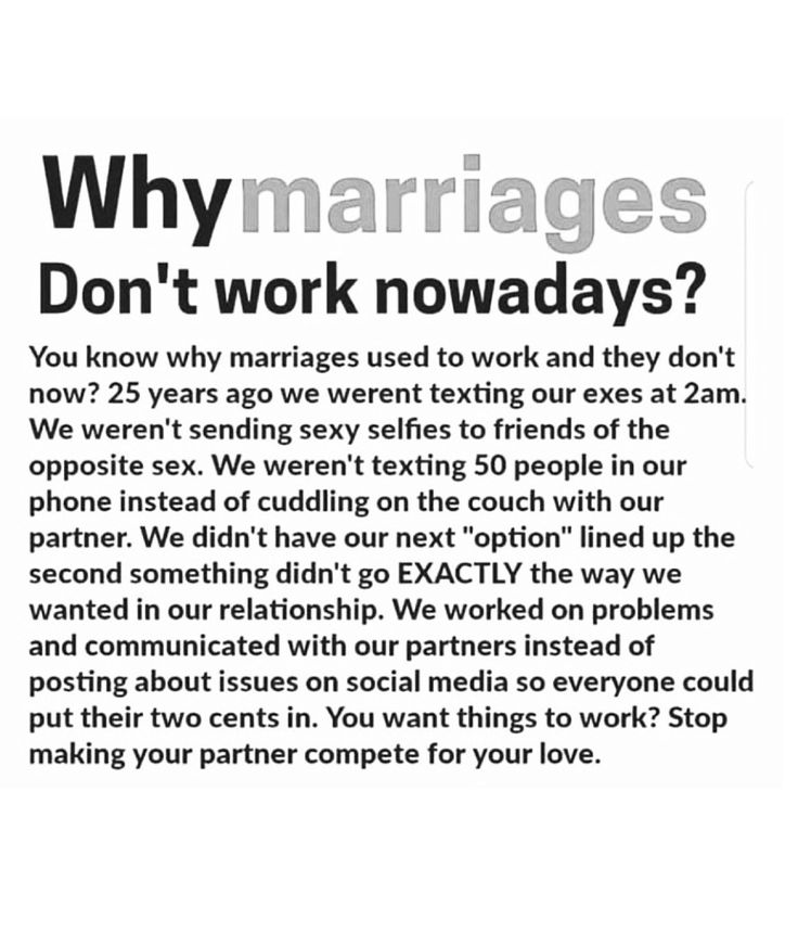 an ad with the words why marriages don't work nowadays