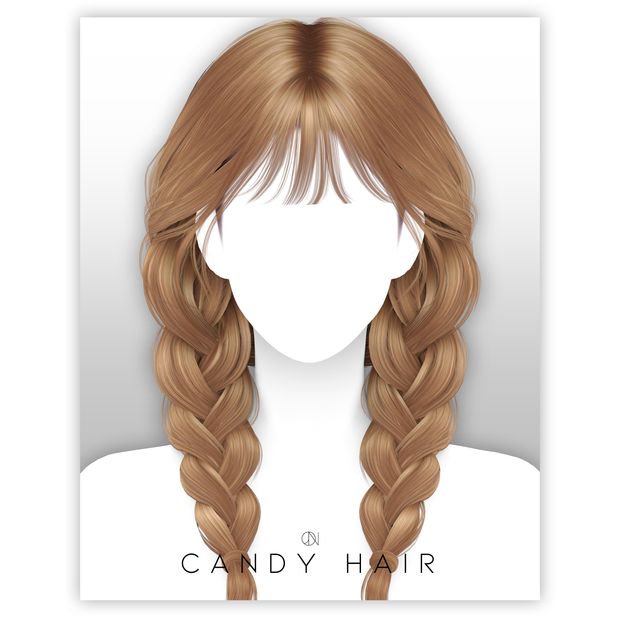 an image of a woman's long hair with braids on her head and the words candy hair