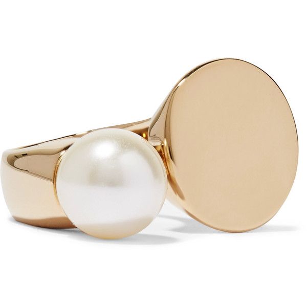 Chloé Darcy gold-tone Swarovski pearl ring (£215) ❤ liked on Polyvore featuring jewelry, rings, gold colored jewelry, chloe ring, gold tone rings, white pearl ring and pearl jewellery Statement Bangles, Man Tuxedo, Chloe Jewelry, Chloe Ring, White Pearl Ring, Rings Pearl, Gown Bridesmaid, Jewelry Floral, Ring Pearl