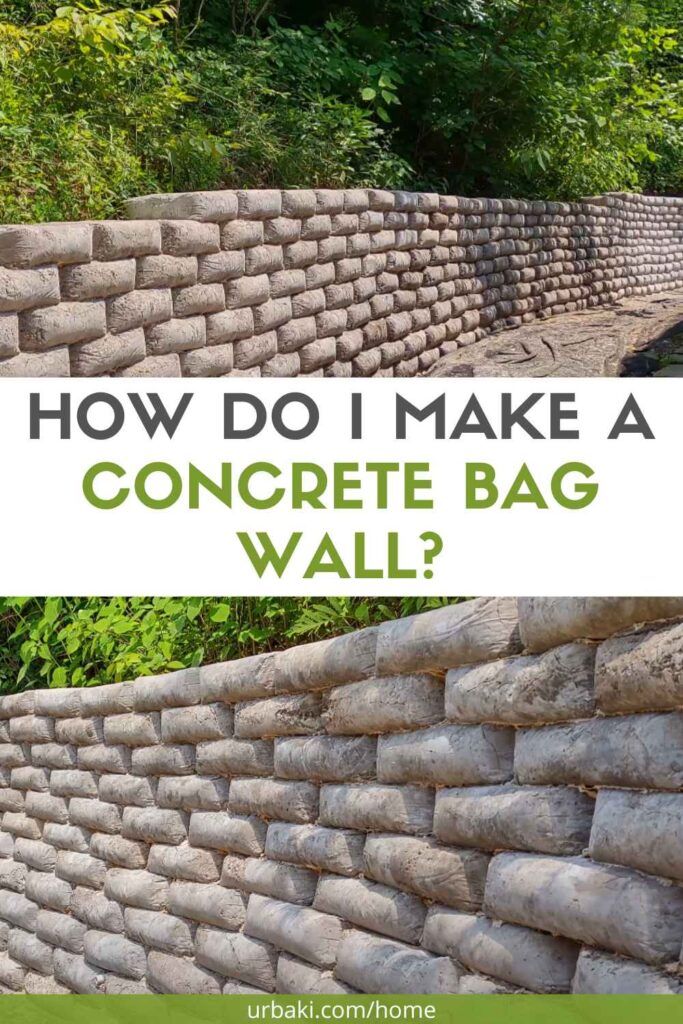 a stone wall with the words how do i make a concrete bag wall? on it