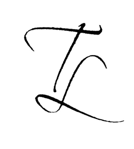 the letter t is written in cursive writing