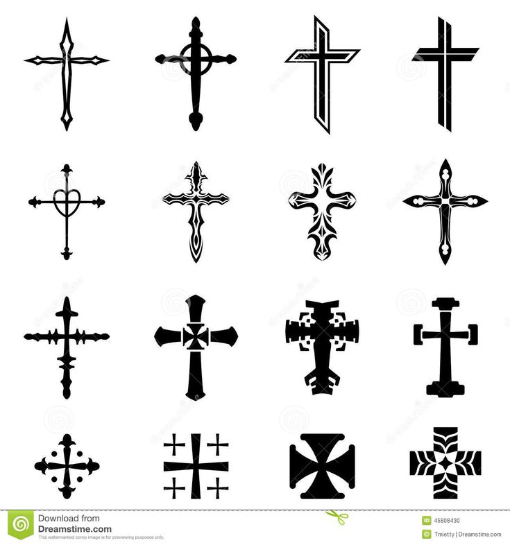 a set of different crosses on a white background