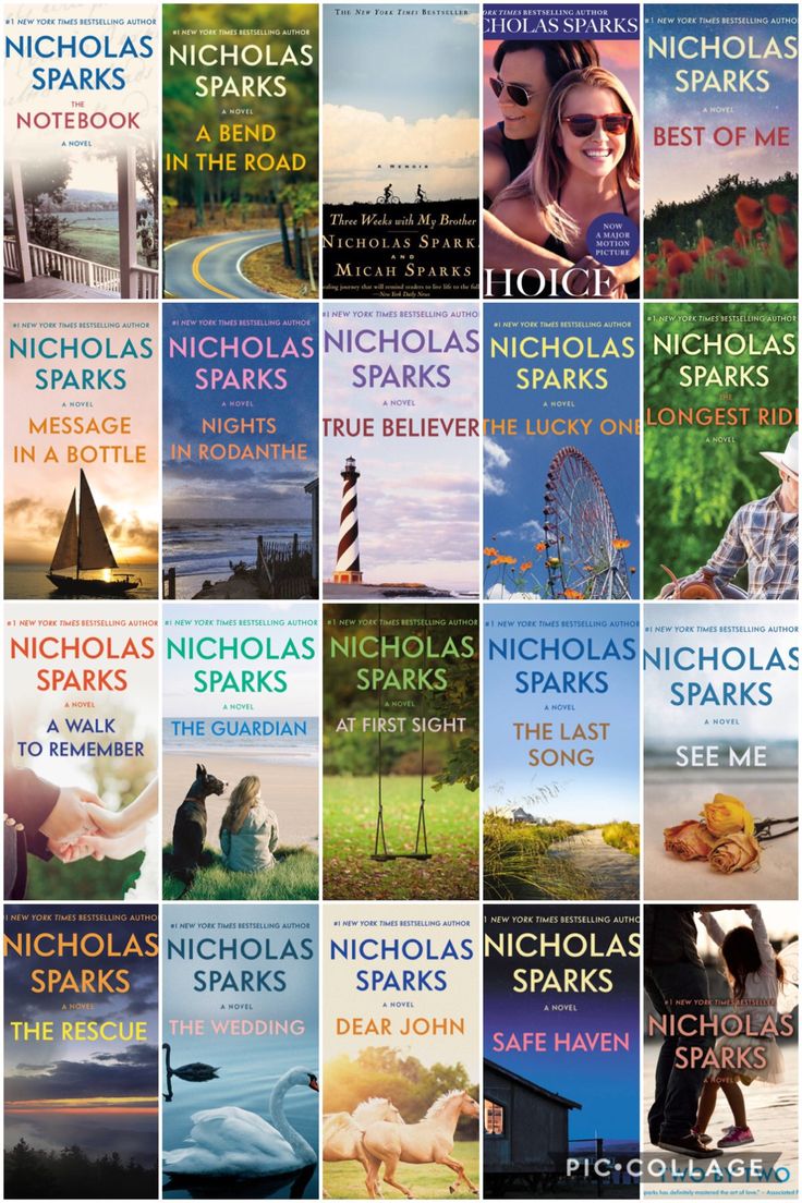 the cover of nicholas sparks'book, which features images of people in different places