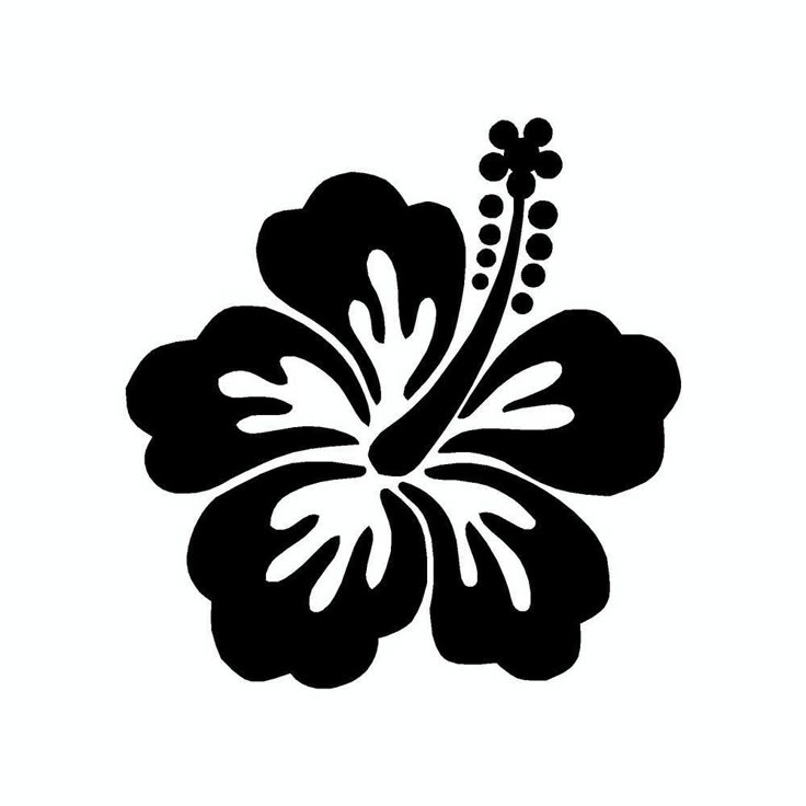 a black and white image of a flower with leaves on the petals, which is part of a stencil