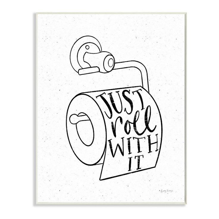 a black and white drawing of a roll of toilet paper with the words, just wool with it