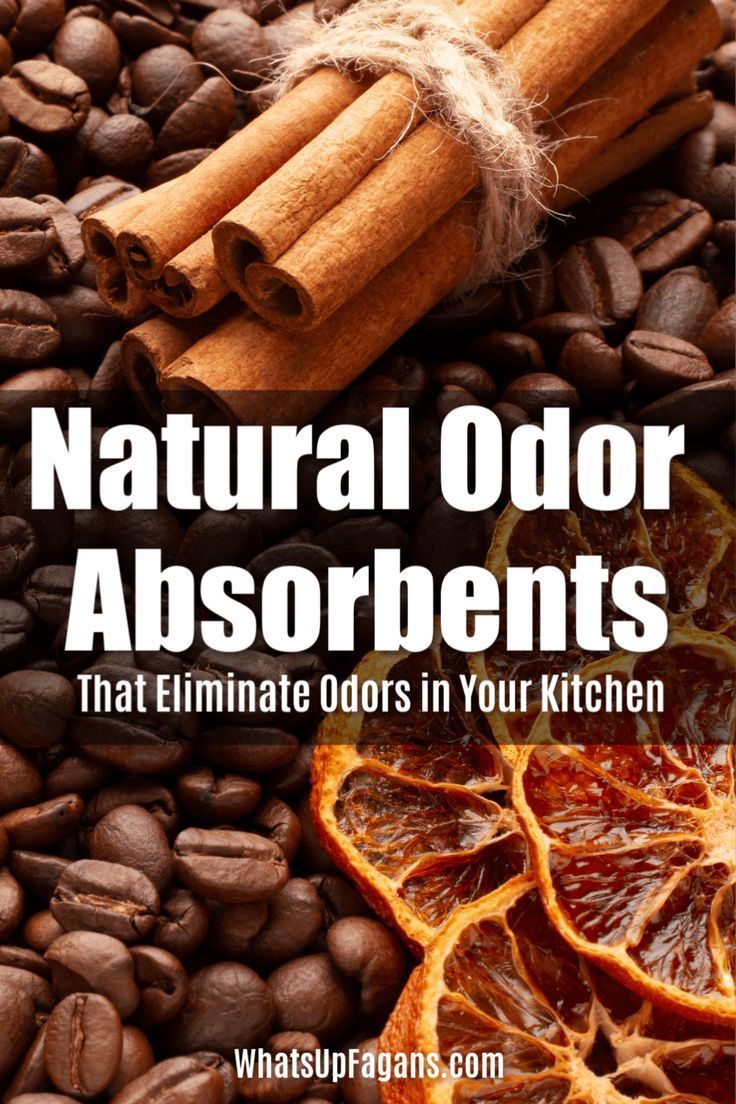 cinnamons, coffee beans and cinnamon sticks with the words natural odor absorbants that eliminating odor in your kitchen