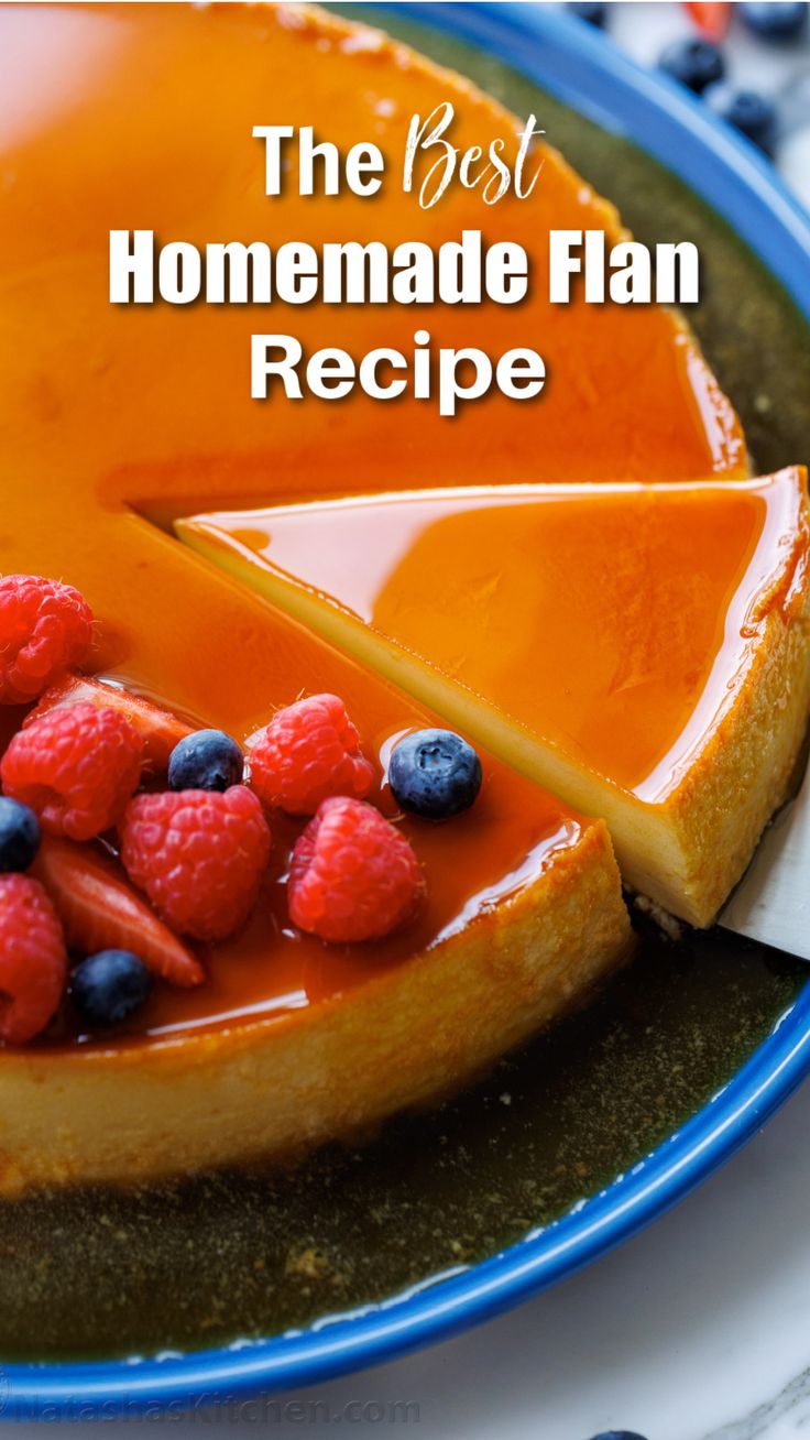 Flan is a creamy, caramel-topped Spanish and Latin dessert. Eggs, condensed milk, evaporated milk, cream, and vanilla form a smooth custard. Flan Pie Recipe, Japanese Flan Recipe, Flan Pudding Recipe, Flan Recipe For A Crowd, Large Flan Recipe, Cake Flan Recipe, Flan Cake Recipe Easy, Flan Recipes Easy, Authentic Flan Recipe