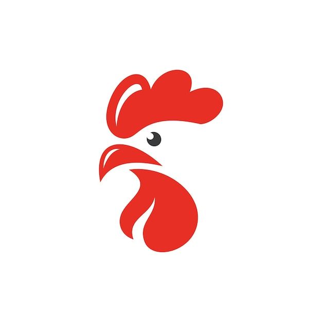 a red rooster logo on a white background