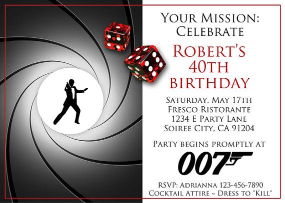 CASINO ROYALE INVITATION ~ for Birthday or Bachelor Party. Printable James Bond -type invite. Bond 007 Theme Party, 007 James Bond Party Decoration, James Bond Invites, James Bond Party Invitation, Secret Agent Invitation, James Bond Casino Royale, Casino Party Invitations, Casino Royale Theme, 007 Casino Royale