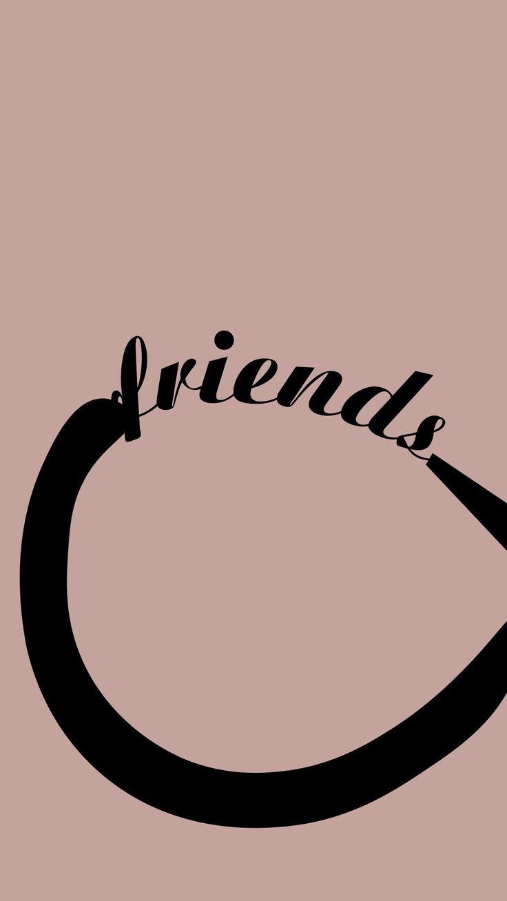 the word friends written in cursive writing on a pink background with a black circle