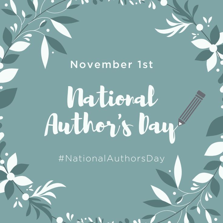 the national author's day poster with leaves and branches