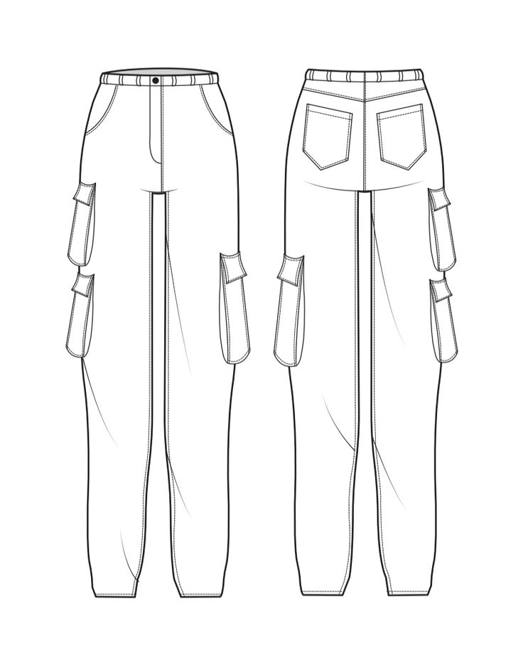 fashion flat created on adobe illustrator https://www.coravarlanddesign.com/nature-of-humanity Cargo Pants Drawing Reference, Joggers Sketch, Trouser Illustration Sketches, Cargo Pants Sketch, Harem Pants Flat Sketch, Joggers Flat Sketch, Denim Pants Technical Drawing, Celana Kargo, Pants Drawing