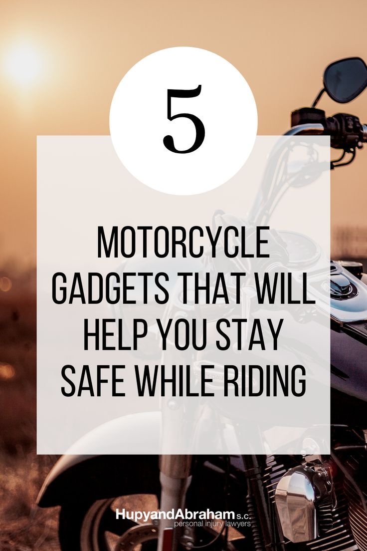 a motorcycle with the text 5 motorcycle gadgets that will help you stay safe while riding