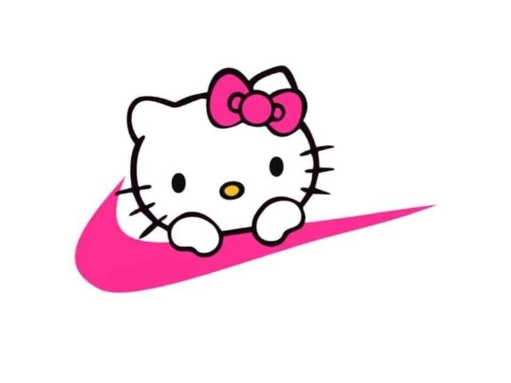 the hello kitty logo is pink and has a large bow on it's head