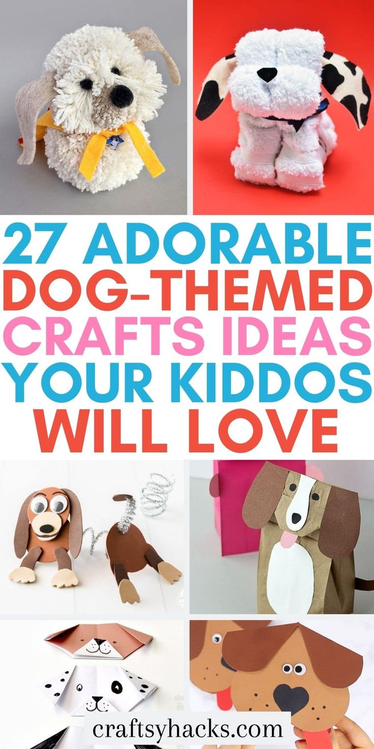 some crafts that include paper dogs and other things to make them look like they are adorable