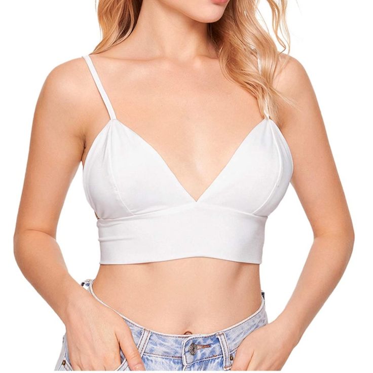 Sexy V-Neckline Slim Fit Cami Top Stretchy, Smooth Spagetti Strap Bralette Great To Pair Skirts, Shorts, Outwears V Neck Vest, Spagetti Strap, Neckline Slimmer, Vintage Calvin Klein, Special Clothes, Bralette Crop Top, Sleeveless Hoodie, Cami Crop Top, White Crop Top