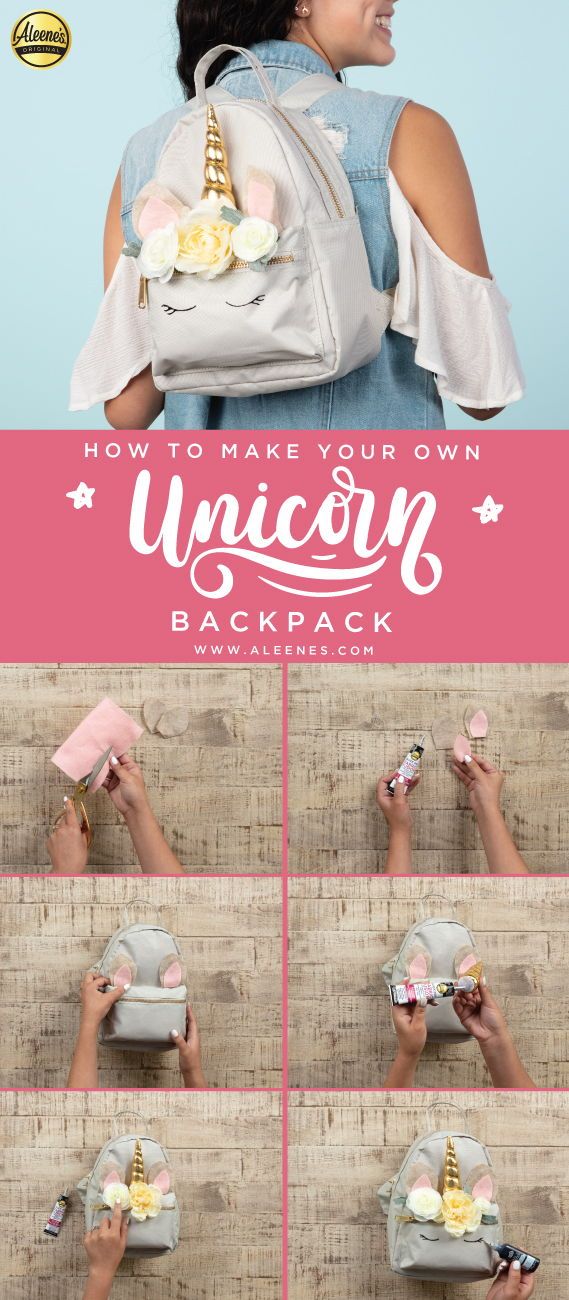 Cheap Unicorn Print Backpack For Back To School, Diy Backpack Decoration, Sew Backpack, Cheap Unicorn Print School Backpack, Diy Grad Cap, Unicorn Print Standard Backpack For Travel, Diy Backpack Pattern, Diy Dorm Decor, Cheap Unicorn Print Backpack