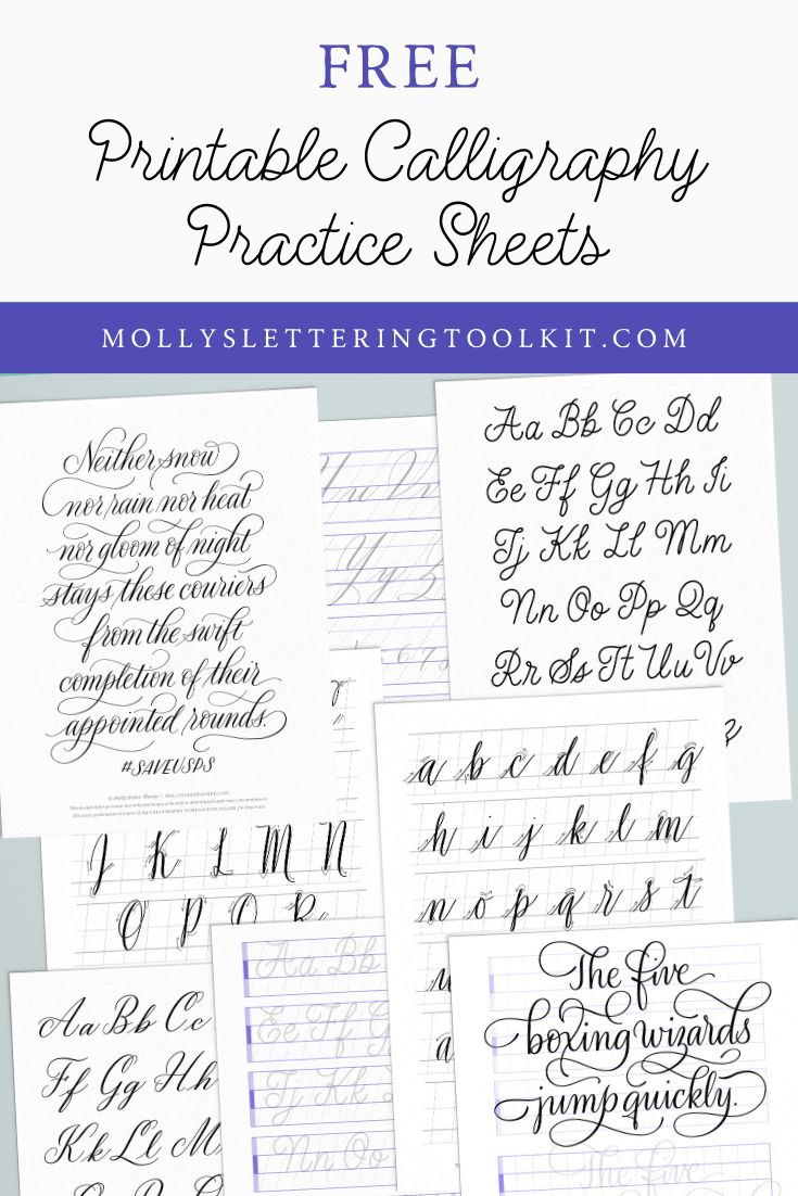 the free printable calligraphy practice sheets for cursive writing and handwriting, including letters