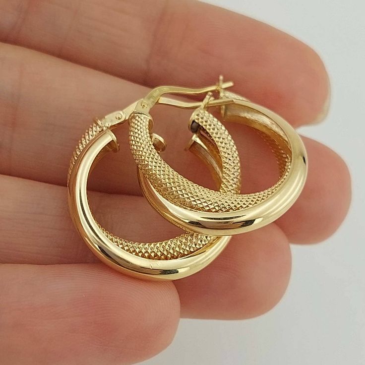 Real 14k Yellow Gold Fancy Frosted Double Hoop Earring 21mm Gift For Mom Christmas Gift * Comes as a pair. * The product is made of 100% 14k Solid Gold and it has a 14K or 585 stamp on item. * The package includes a gold certificate. * Every package comes in a gift box. * Ships from a small business inTurkey 14k gold does not oxidize or discolor, so you can wear your jewelry every day, anywhere! Double Hoop Earring, Gold Small Hoop Earrings, Gold Certificate, Small Gold Hoop Earrings, Gift For Mom Christmas, Double Hoop Earrings, Small Gold Hoops, Great Gifts For Women, Gold Colors